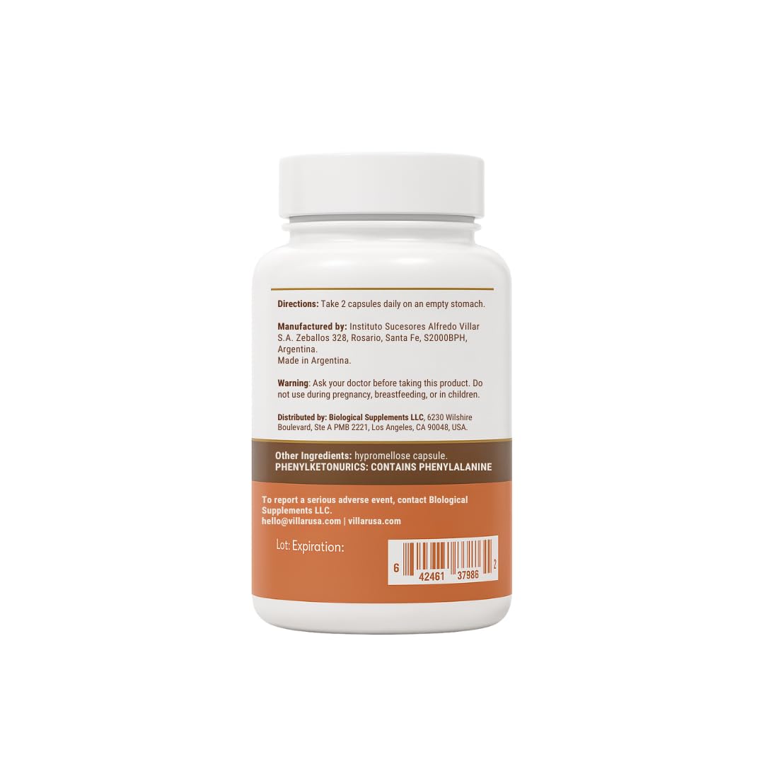 Villar Biotech bottle and capsules on counter for cognitive support