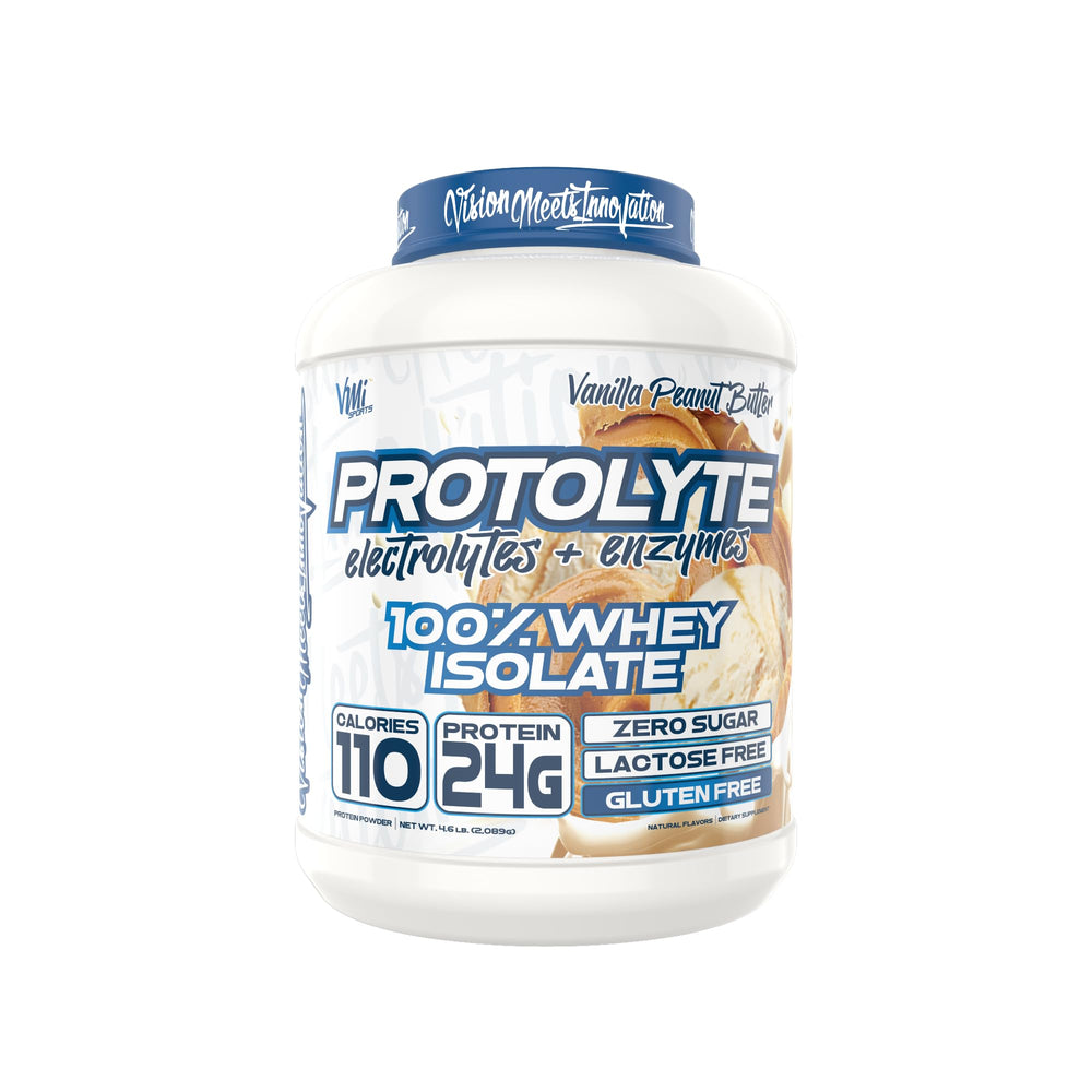 ProtoLyte Vanilla Peanut Butter powder in glass highlights flavor and easy protein intake.