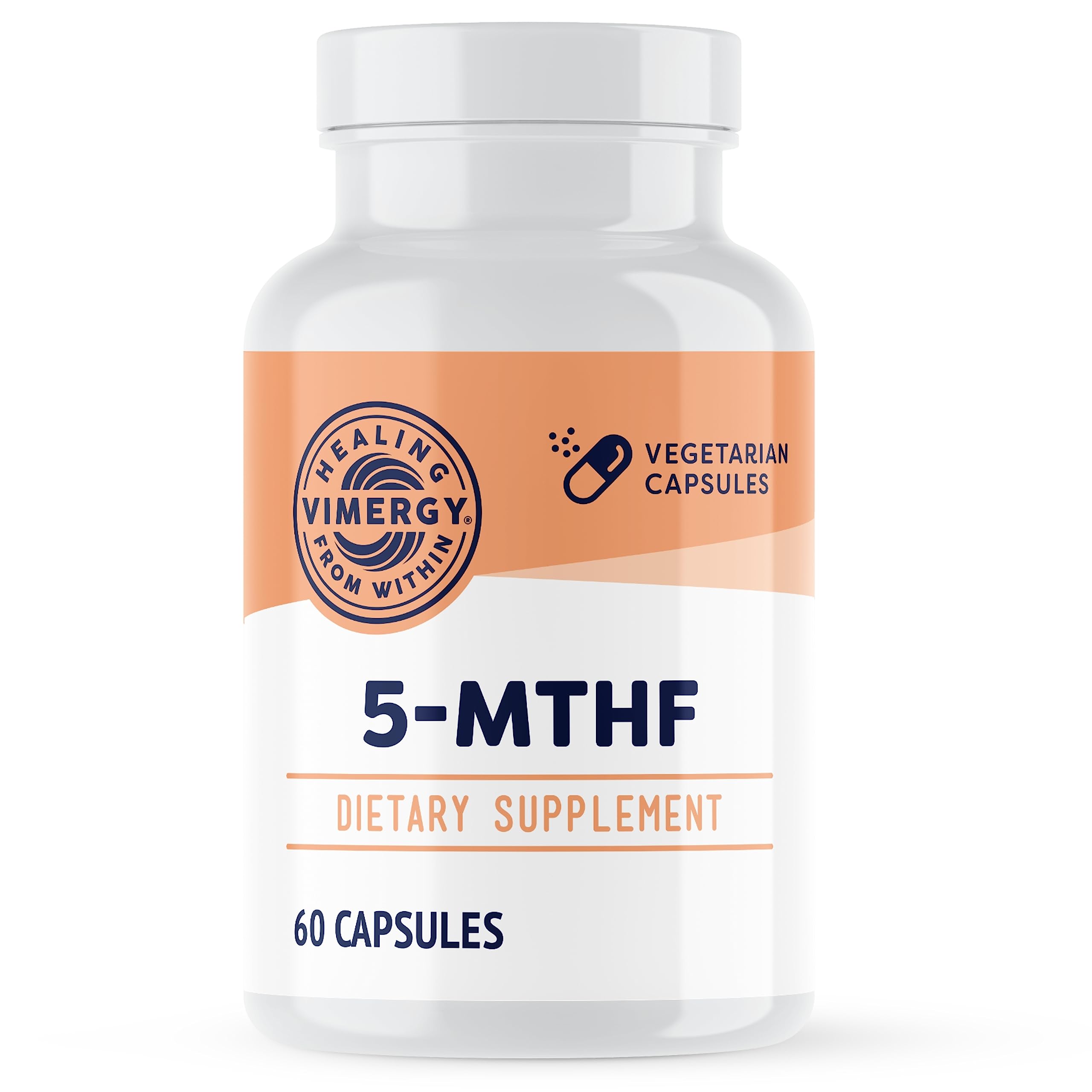 Vimergy 5-MTHF capsules bottle supports daily energy and balance.