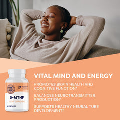 Vimergy 5-MTHF capsules closeup highlights high-potency folate formula.