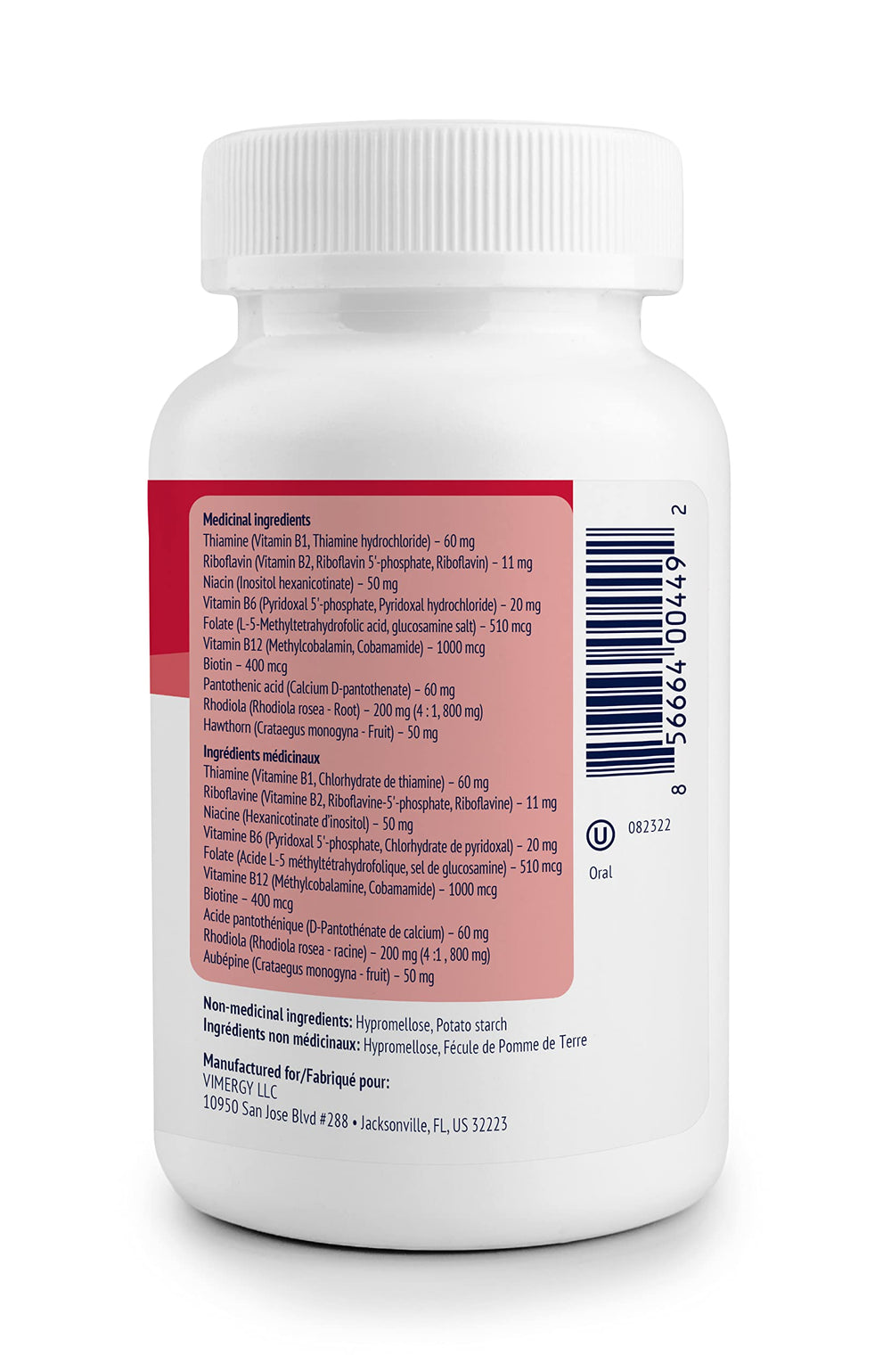 Rhodiola and Hawthorn berry elements pictured with Vimergy Adapto-B bottle.