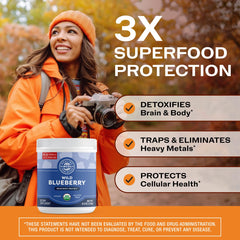 Vimergy Brain Body Protect wild blueberries close-up showcasing detox-ready formula with Cell-Refresh blend