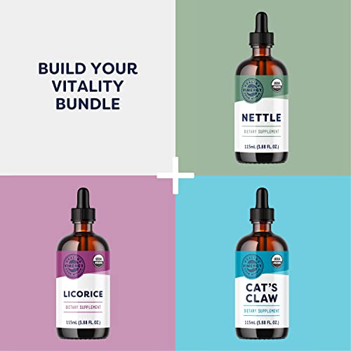 Front label of Vimergy lemon balm tincture emphasizes alcohol-free formula.
