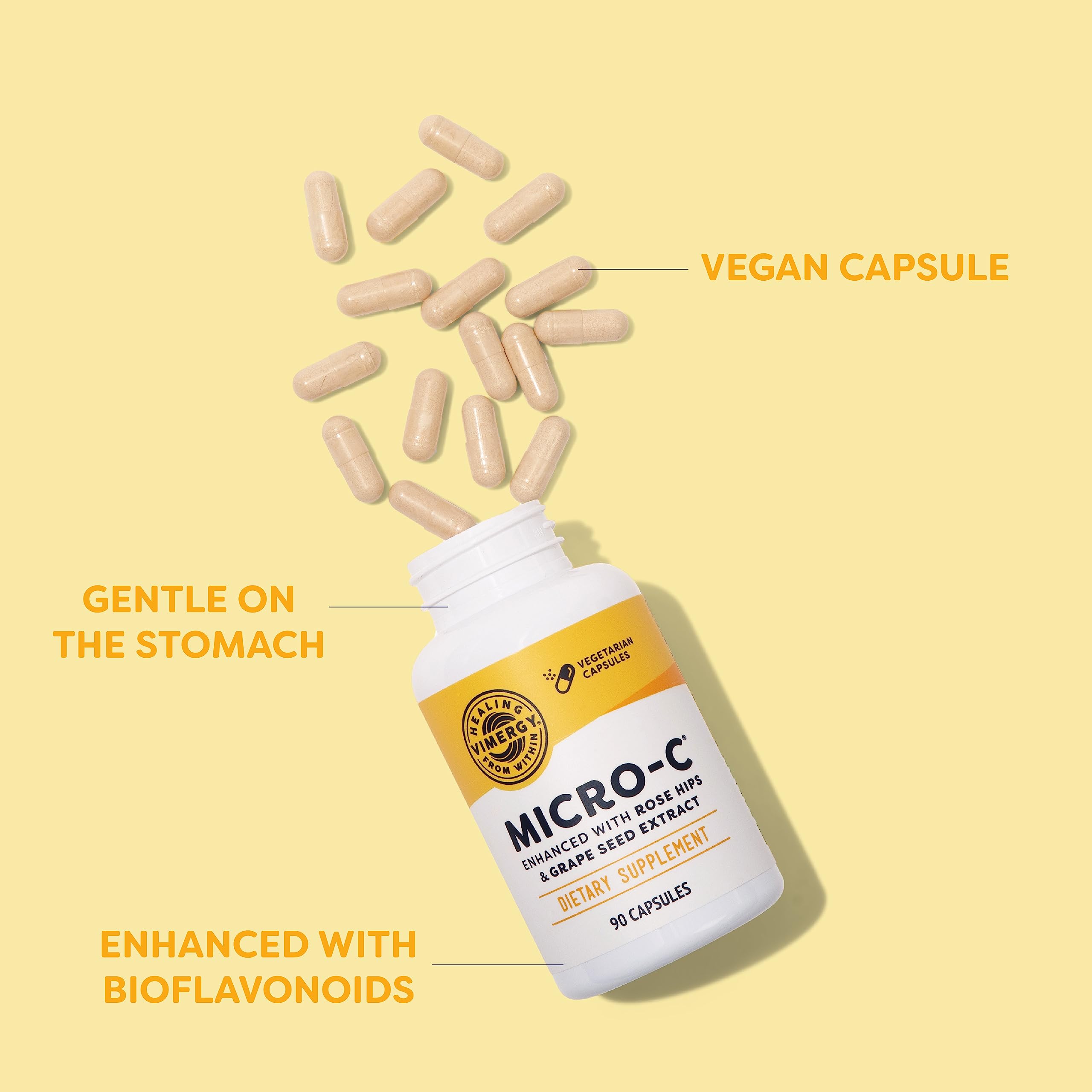 Vimergy Micro-C capsules close-up with smooth capsules for easy dosing