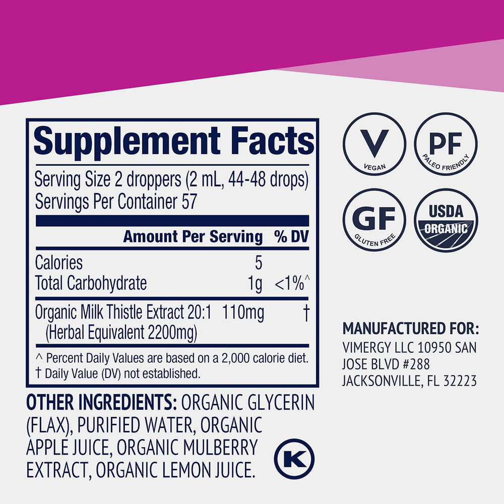 Serving Vimergy Milk Thistle in a glass of water for convenient daily use.