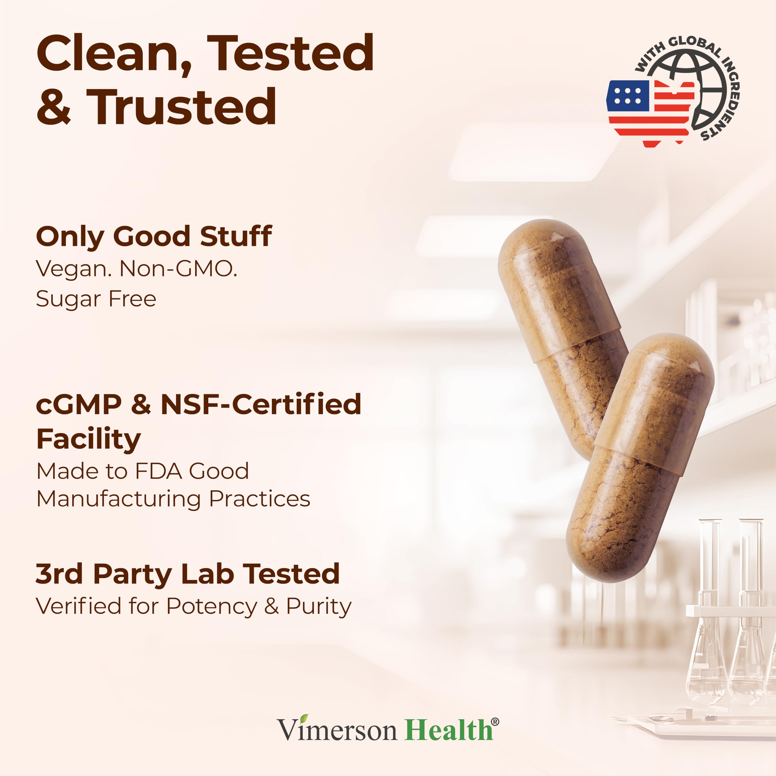 Vimerson Health five-mushroom blend ingredients featuring Lion's Mane and others