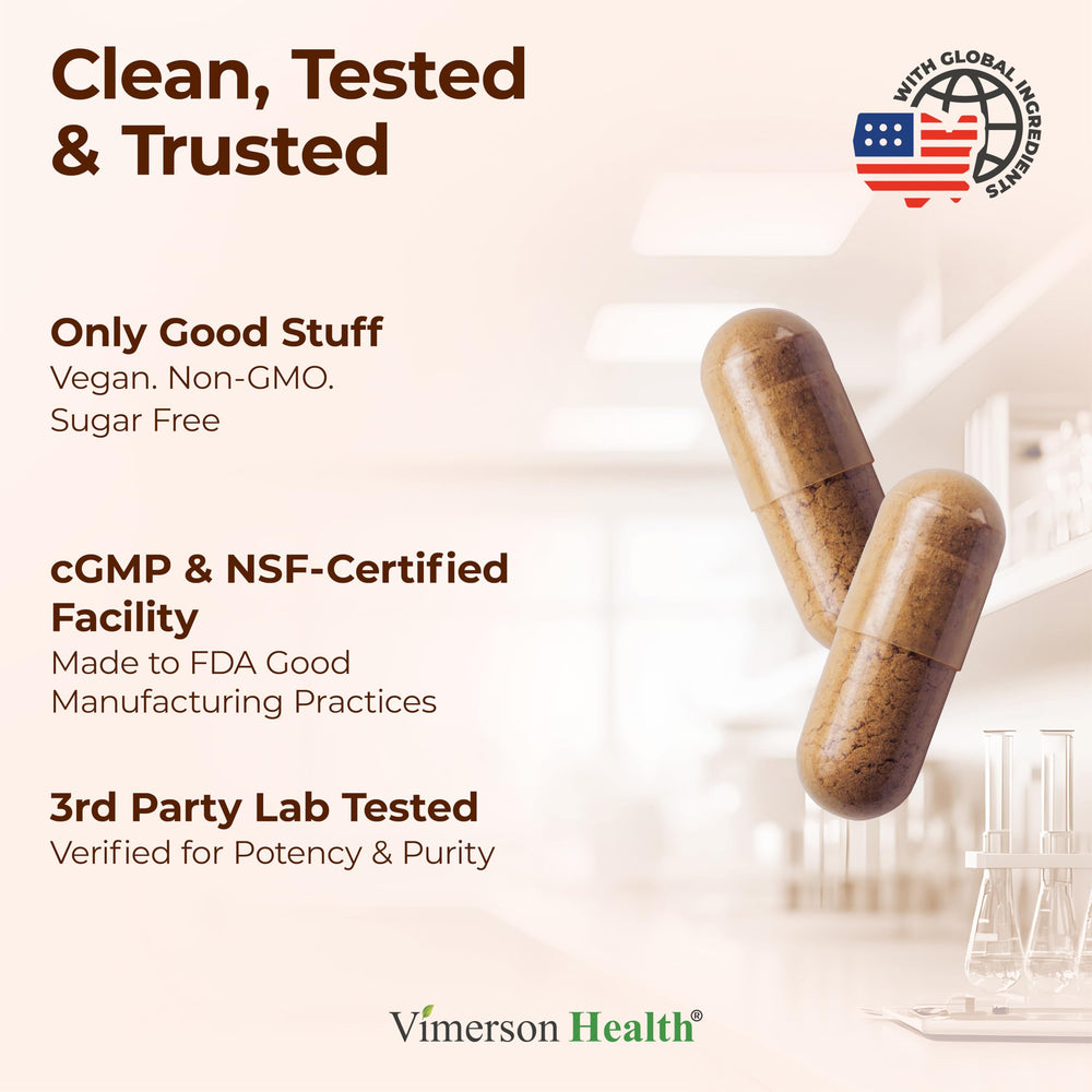 Vimerson Health five-mushroom blend ingredients featuring Lion's Mane and others