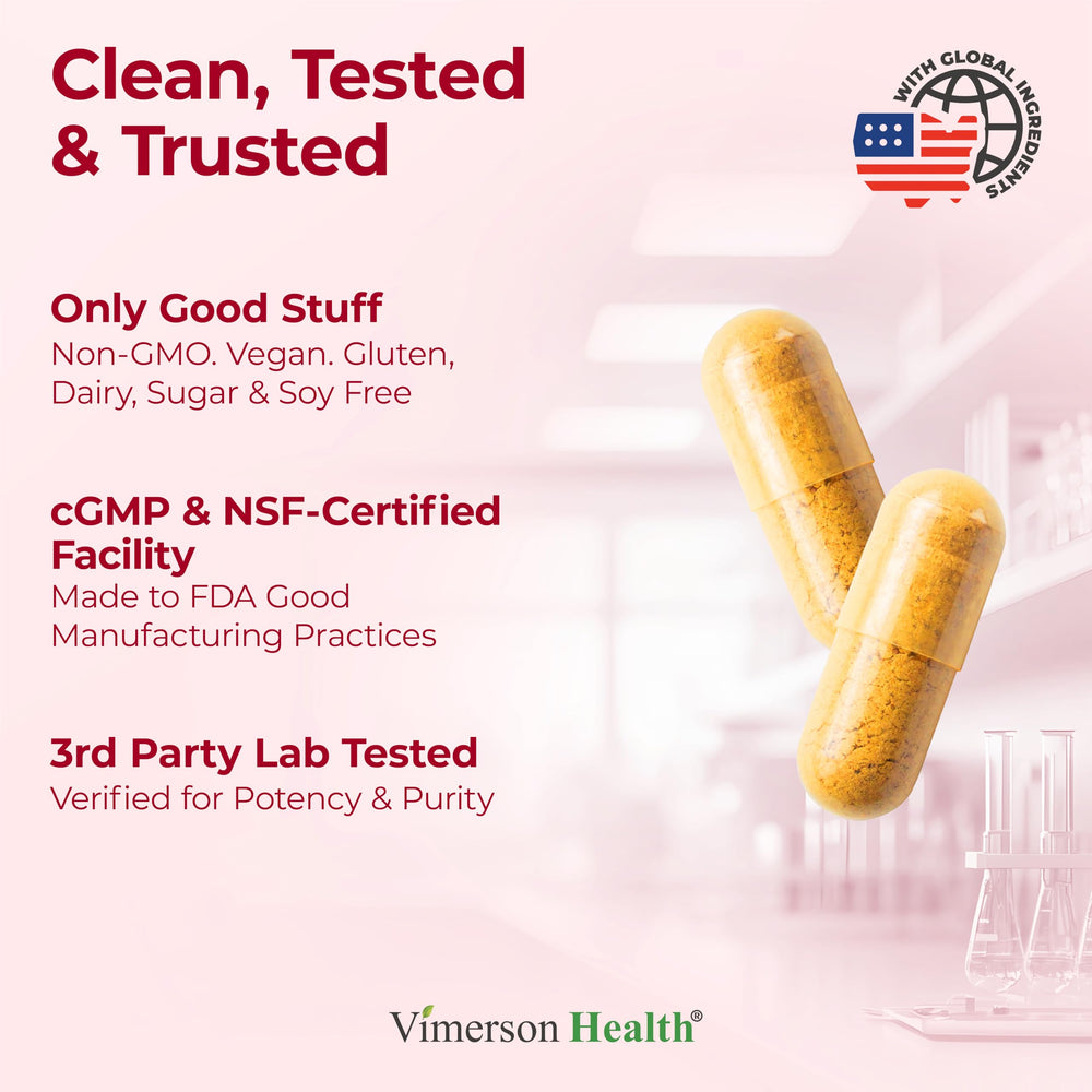 Vimerson Health ACV digestive support label view emphasizes clean vegan-friendly capsules