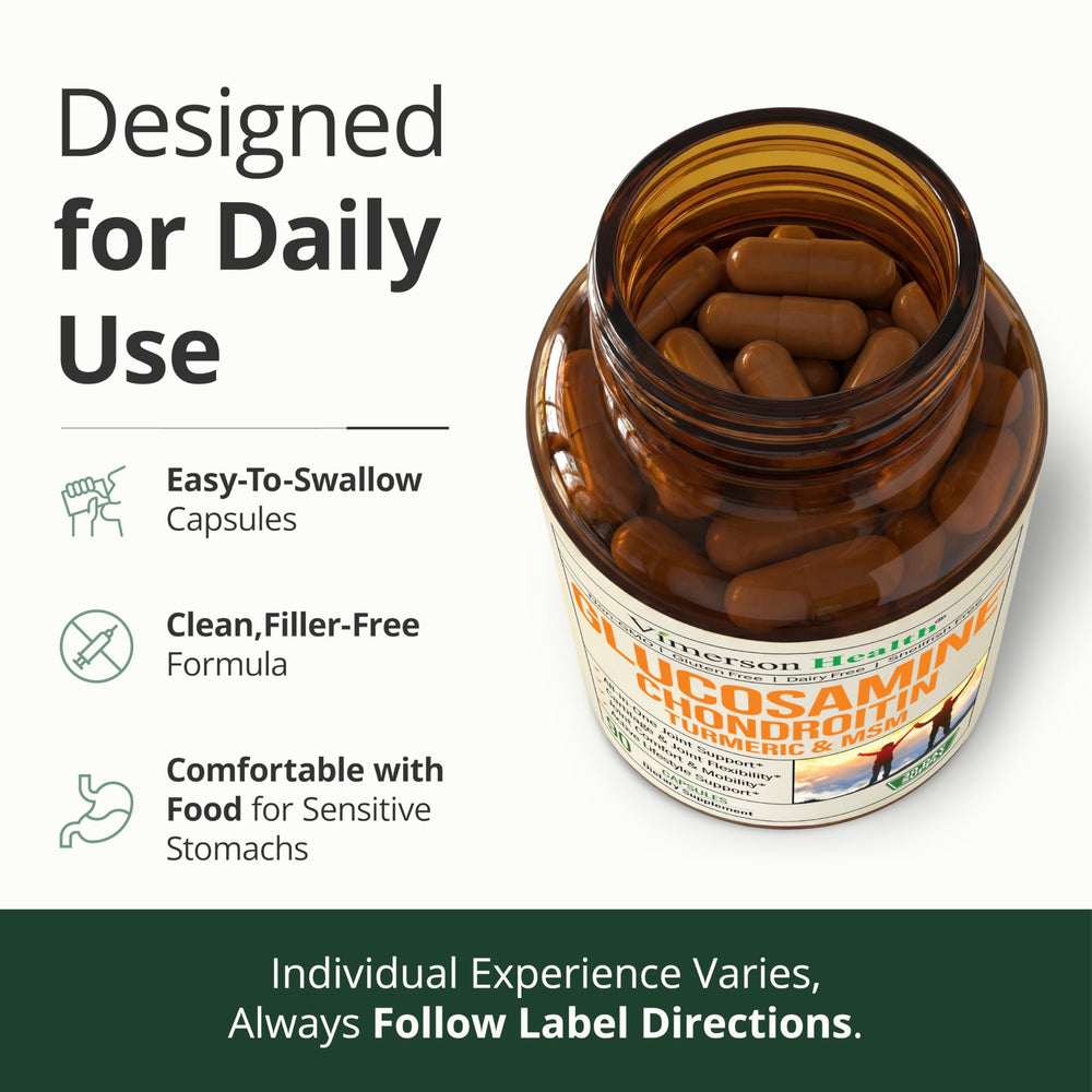 Vimerson Health capsules in daily-use scene suggest simple routine for mobility.