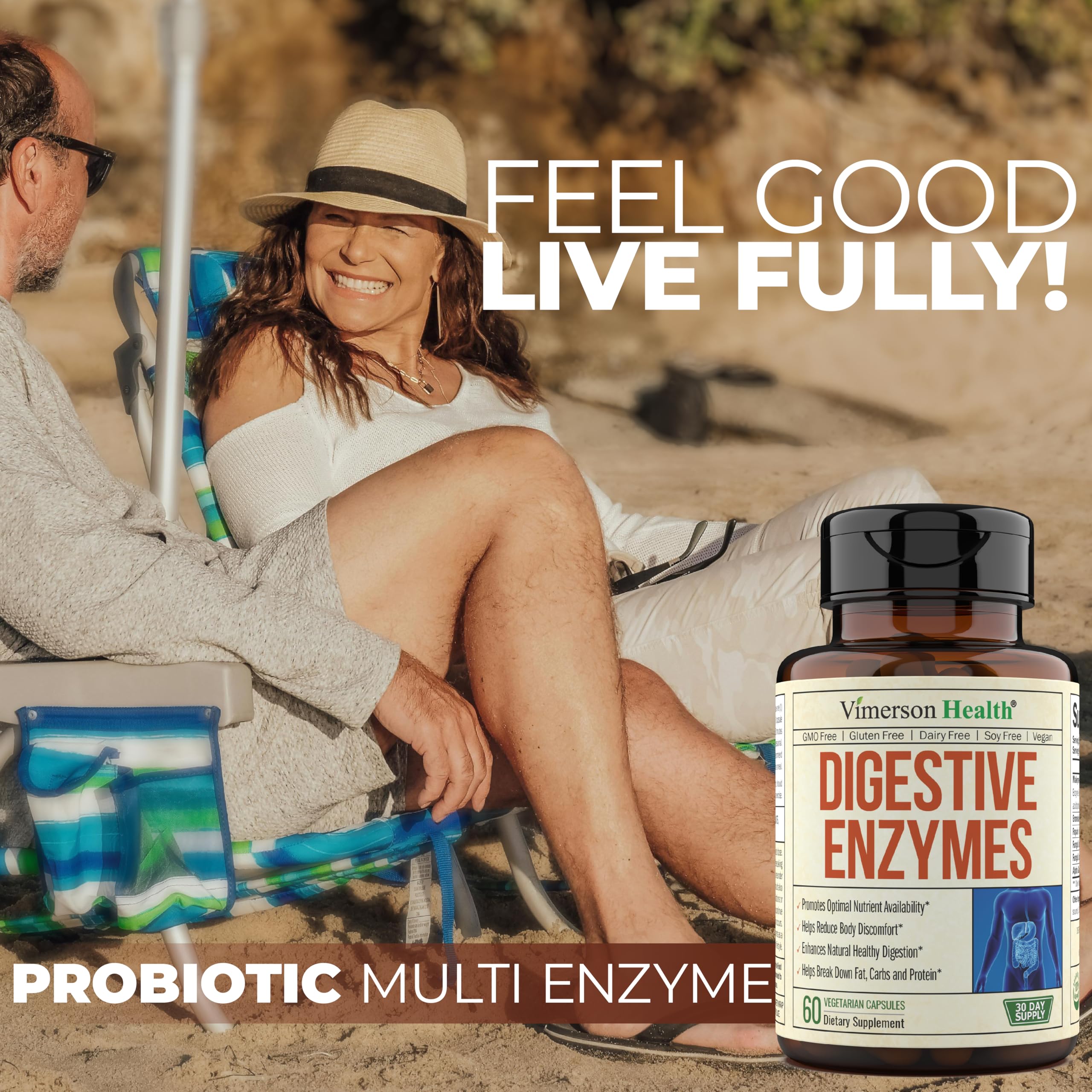 Vimerson Health Digestive Enzymes insert chart outlining enzyme actions and potential digestive support.