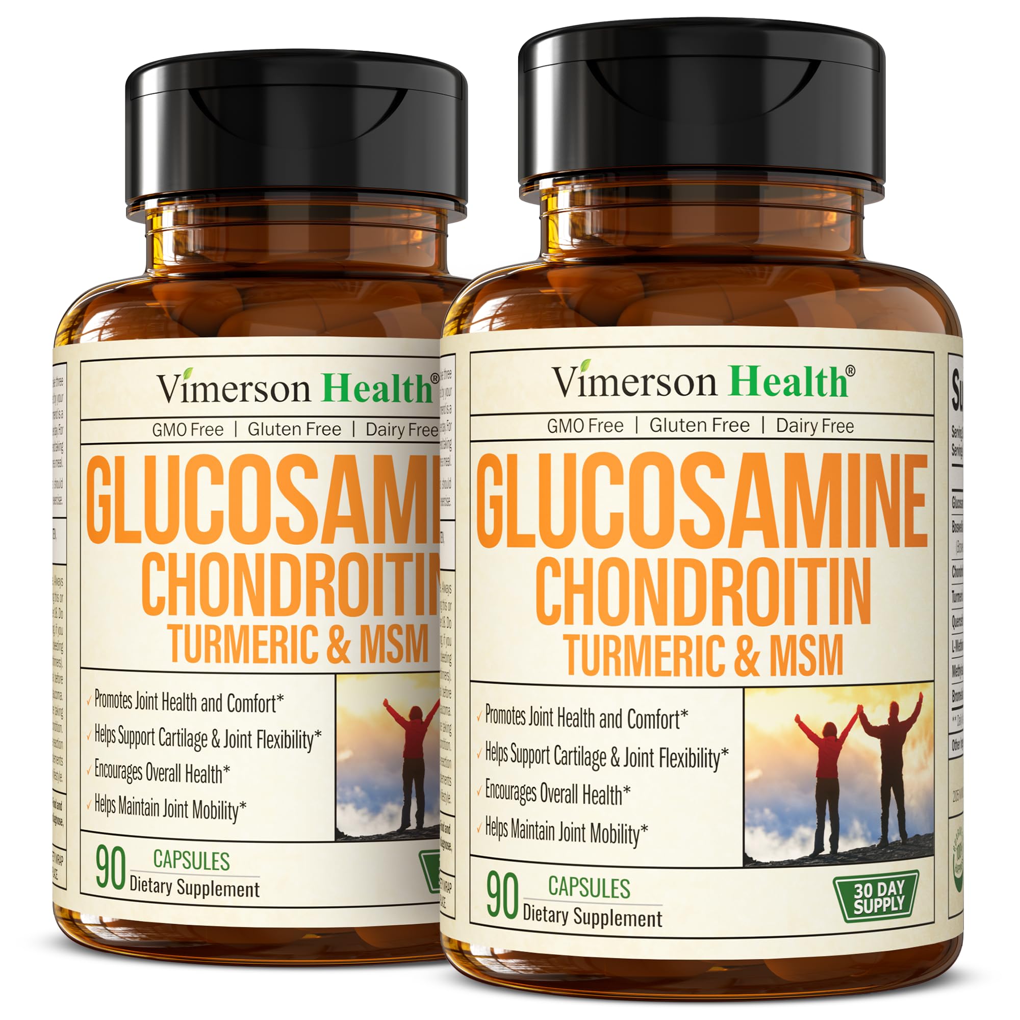 Vimerson Health Glucosamine Chondroitin MSM bottle promoting daily joint support.