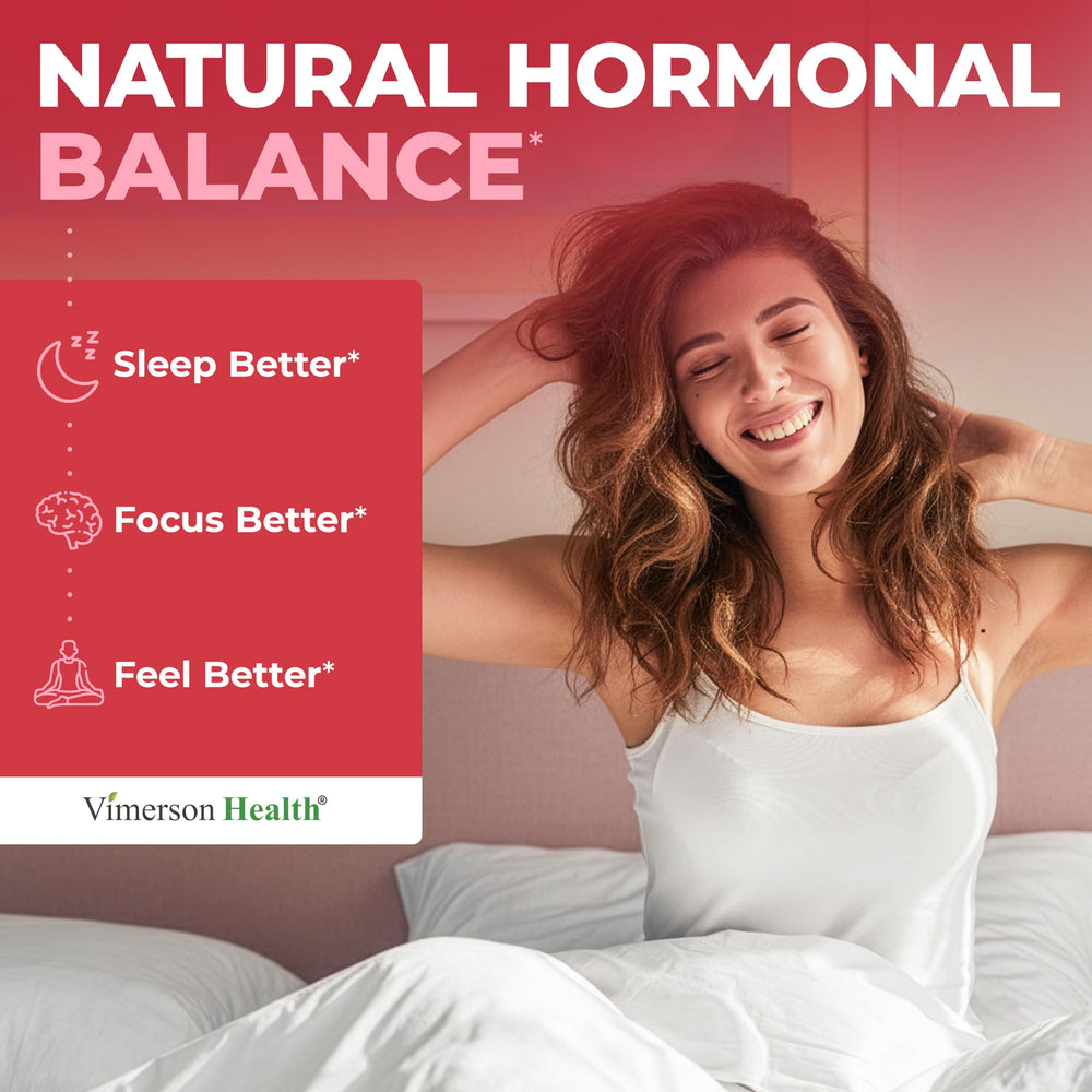 Vimerson Health Hormone Harmony tablets close-up for easy swallowing.
