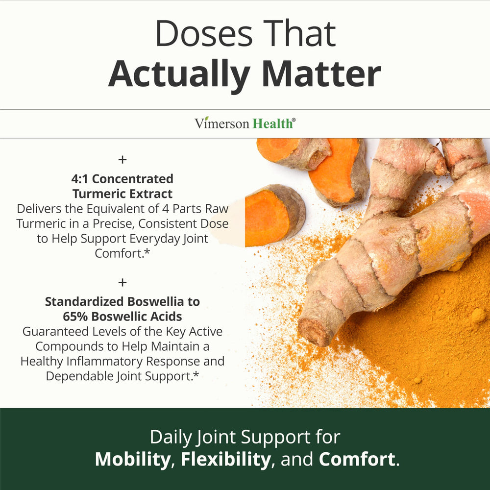 Vimerson Health ingredients close-up emphasizes a botanical blend for joints.