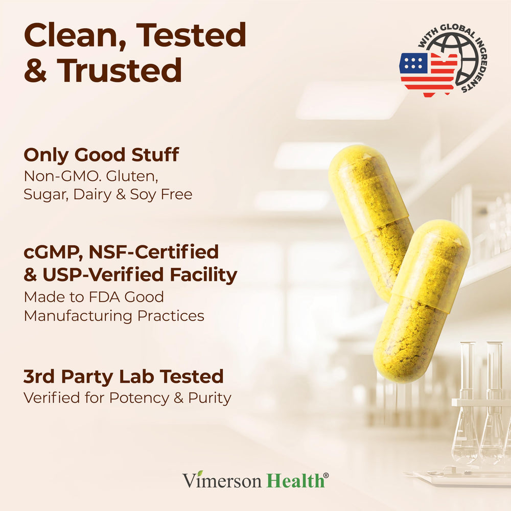 Vimerson Health Moringa Turmeric capsules in hand for on-the-go wellness.
