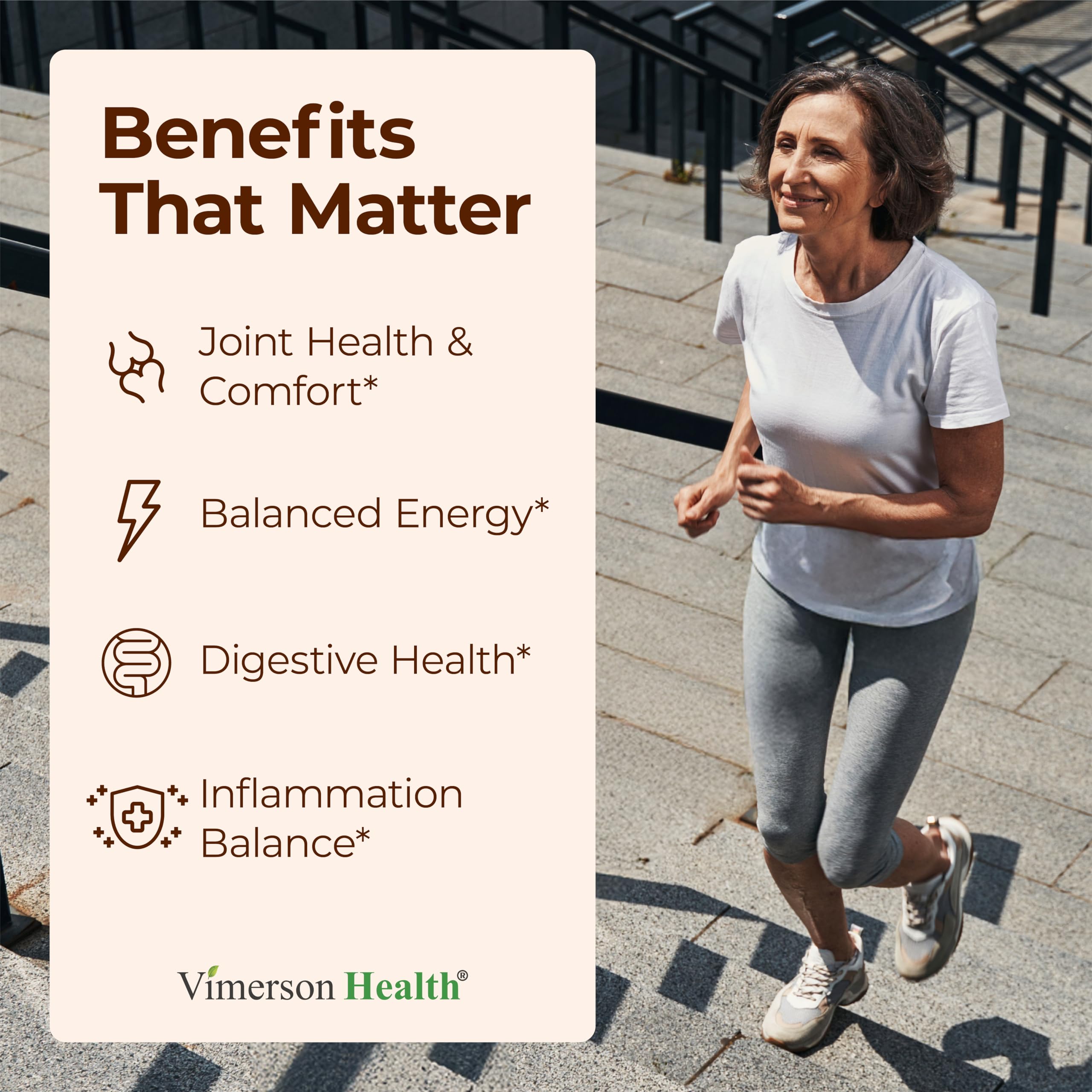 Vimerson Health Moringa Turmeric capsules being poured for easy daily use.