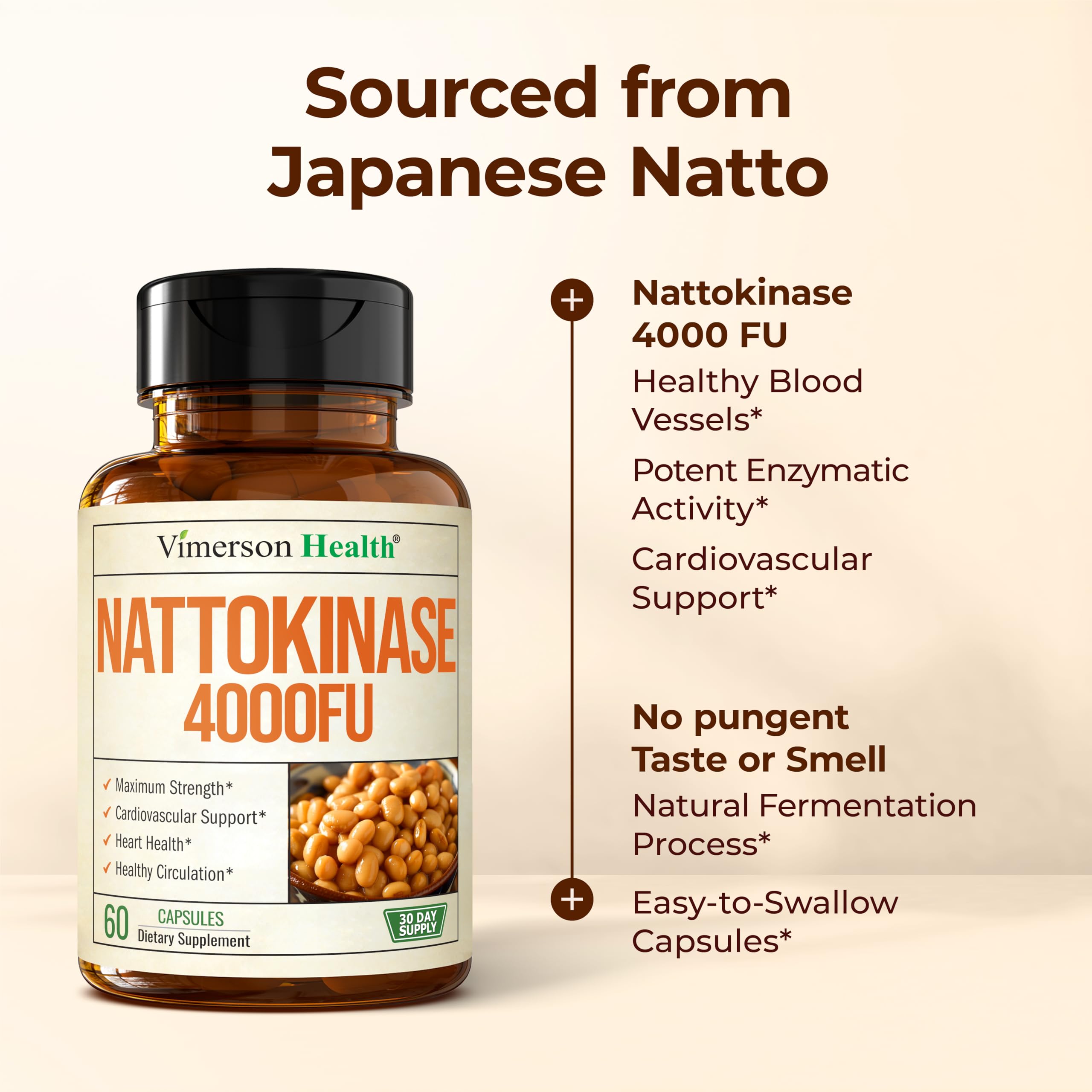 Daily-use illustration of Vimerson Health nattokinase capsules for routine care.