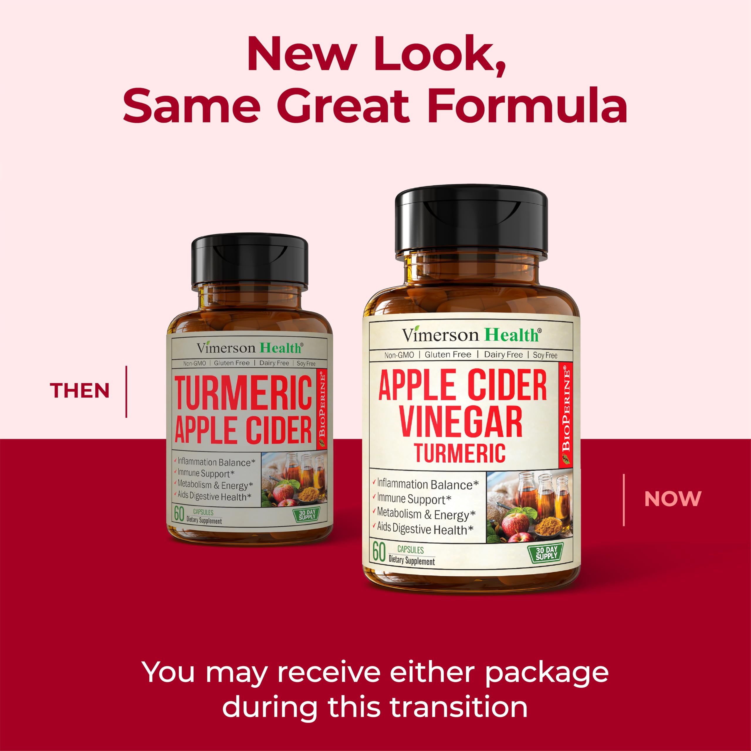Vimerson Health organic apple cider vinegar capsules on shelf suggest versatile daily wellness