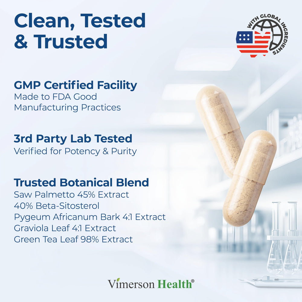 Zinc and Selenium minerals support cellular health in Vimerson Prostate formula.