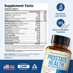 Pouring Vimerson Health Prostate bottle illustrates convenient daily dosing.