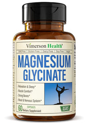 Vimerson Health Pure Magnesium Glycinate 200mg bottle for relaxed evenings and calmer routines.