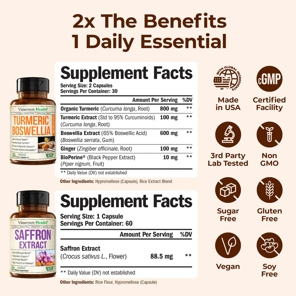 Vimerson Health pure saffron extract capsules promoting mood balance and focus