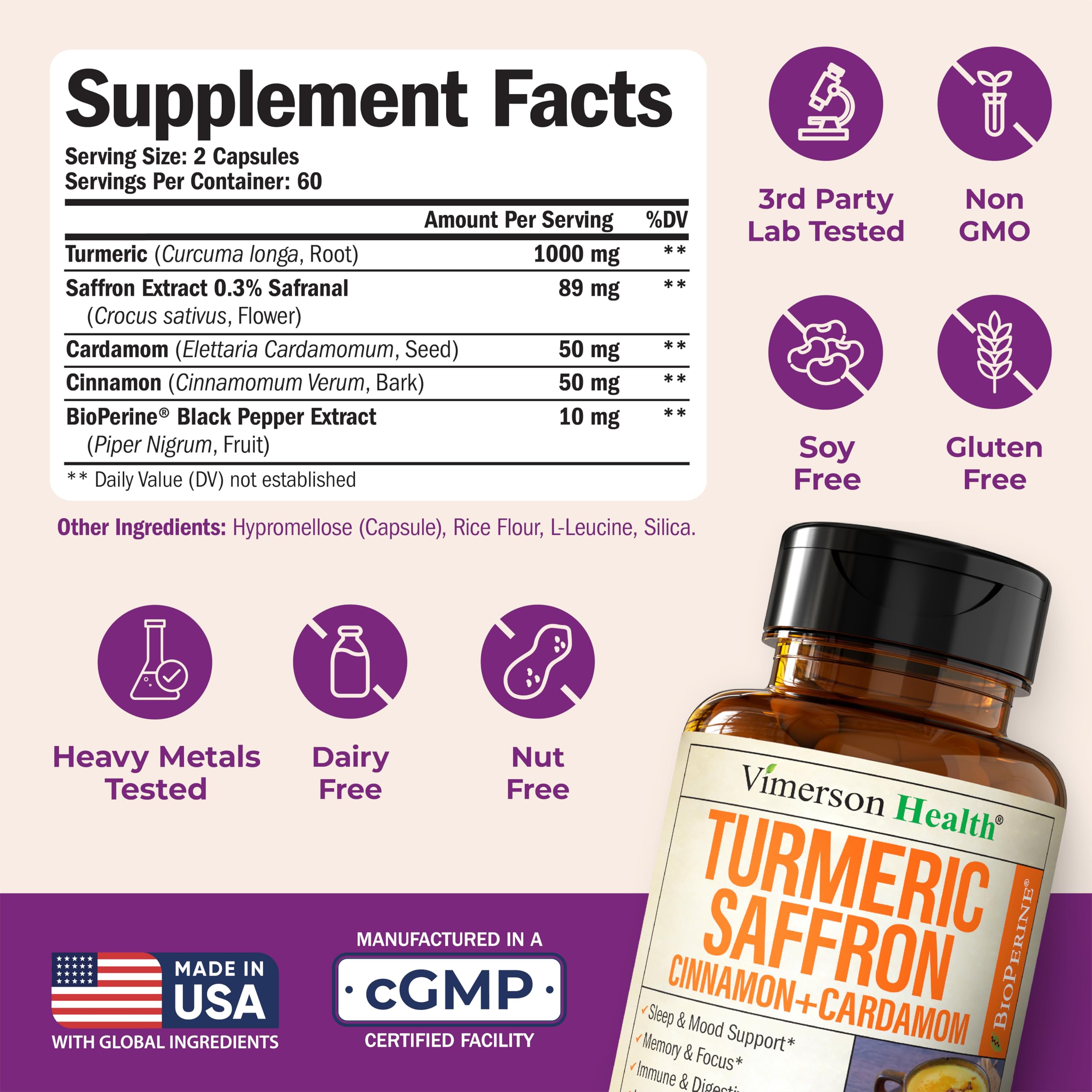 Vimerson Health saffron turmeric-curcumin capsules close-up highlighting joint mobility potential