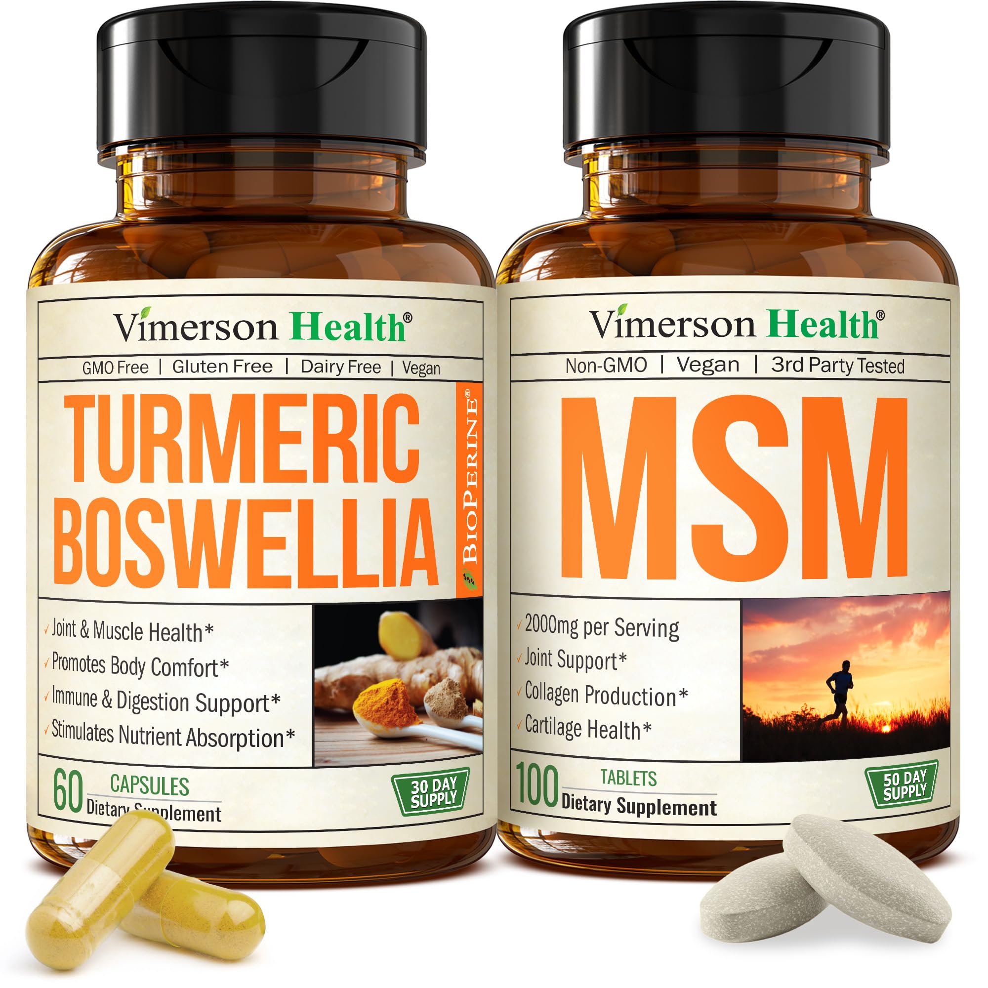 Vimerson Health turmeric-boswellia capsules for daily joint support and mobility.