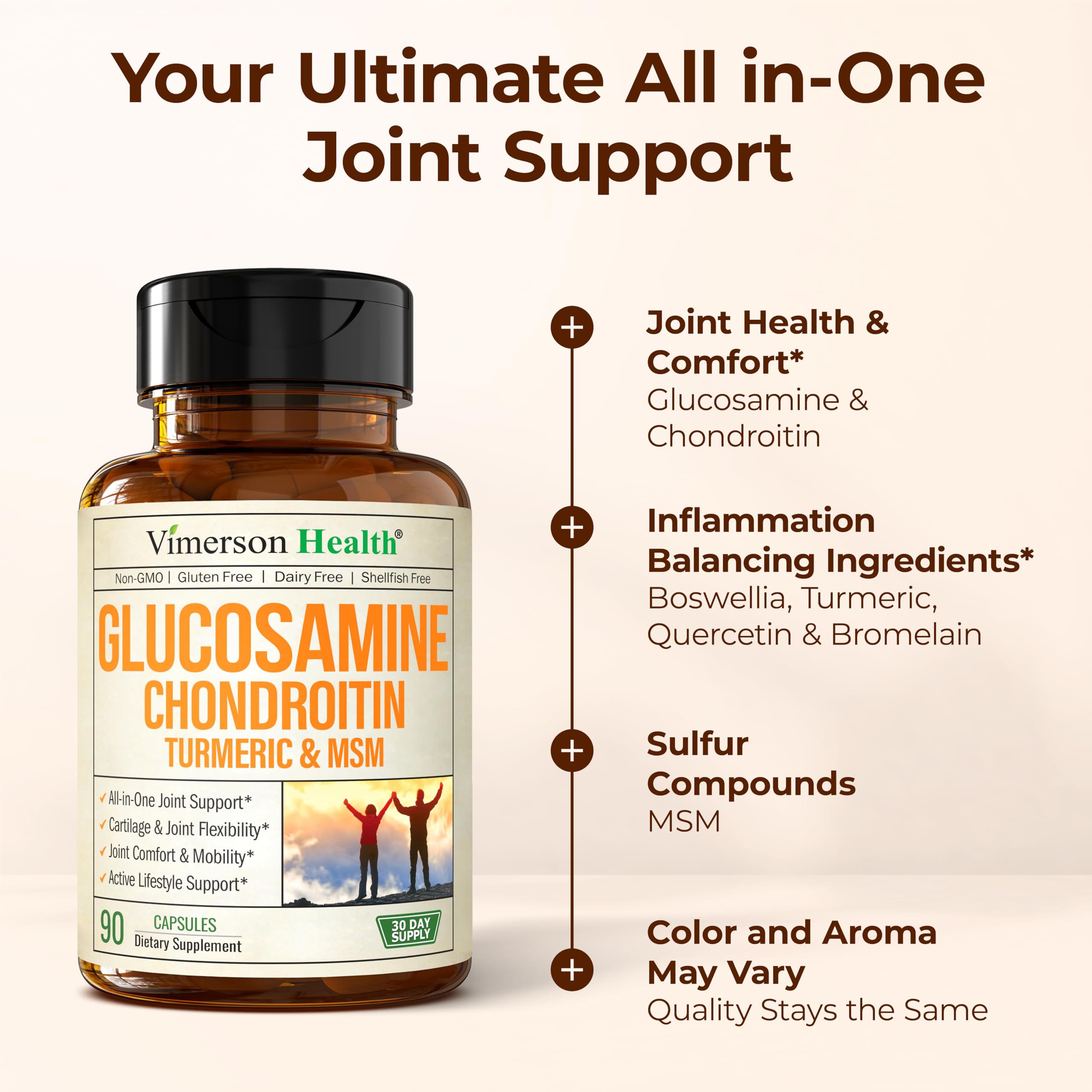 Turmeric-curcumin blend bottle emphasizing comprehensive joint support.
