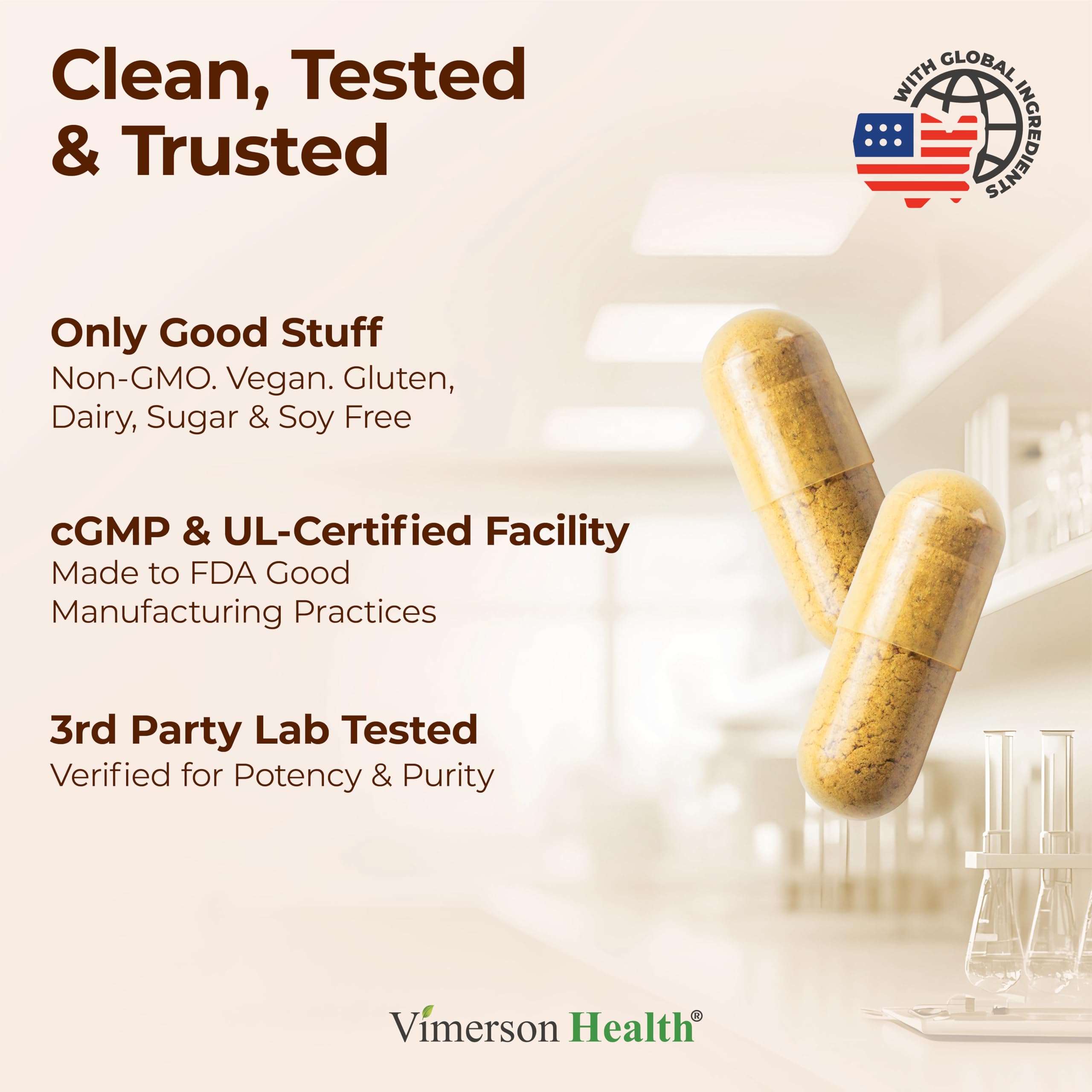 Vimerson Health turmeric curcumin packaging emphasizes vegan, non-GMO capsules.