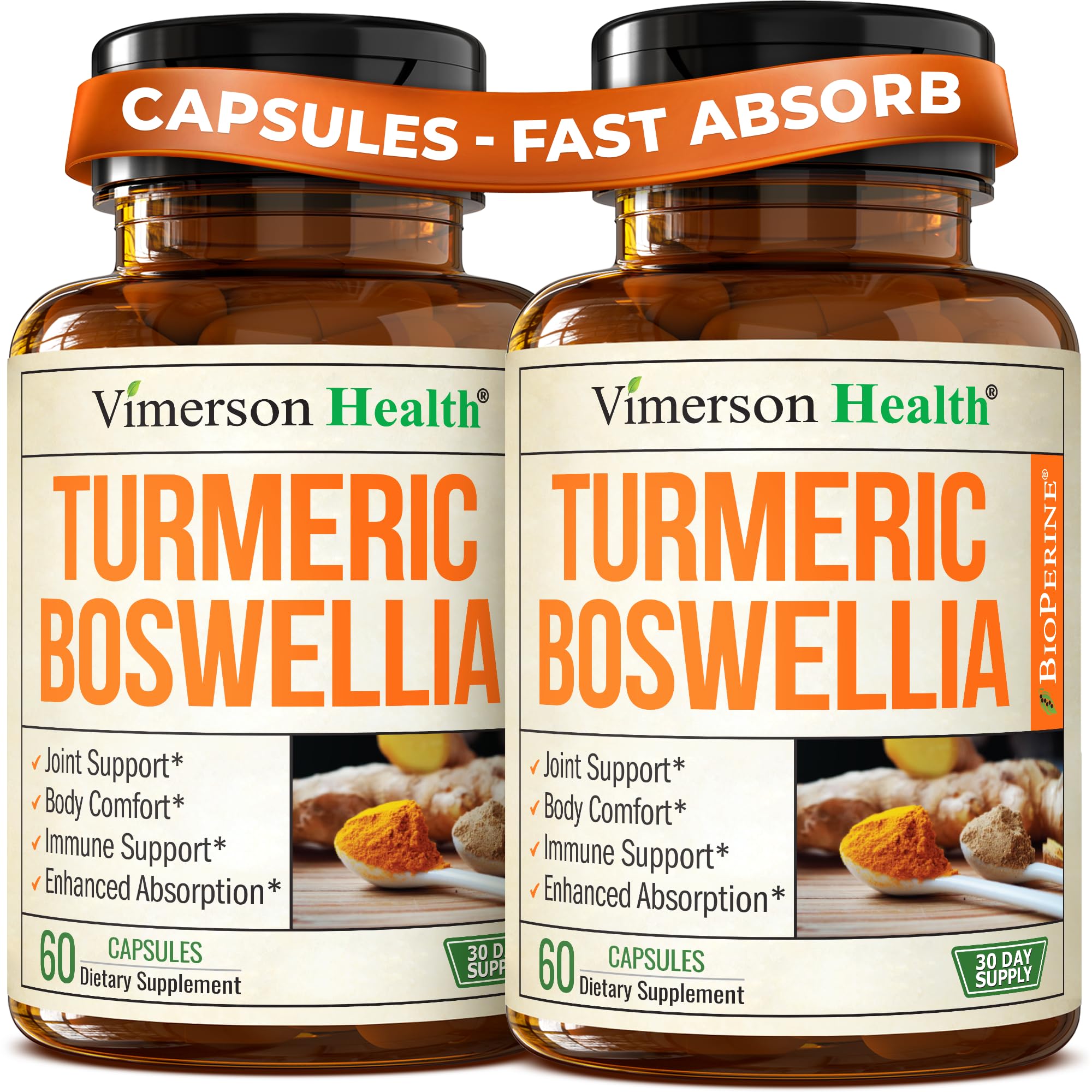Vimerson Health turmeric-curcumin bottle for joint support.