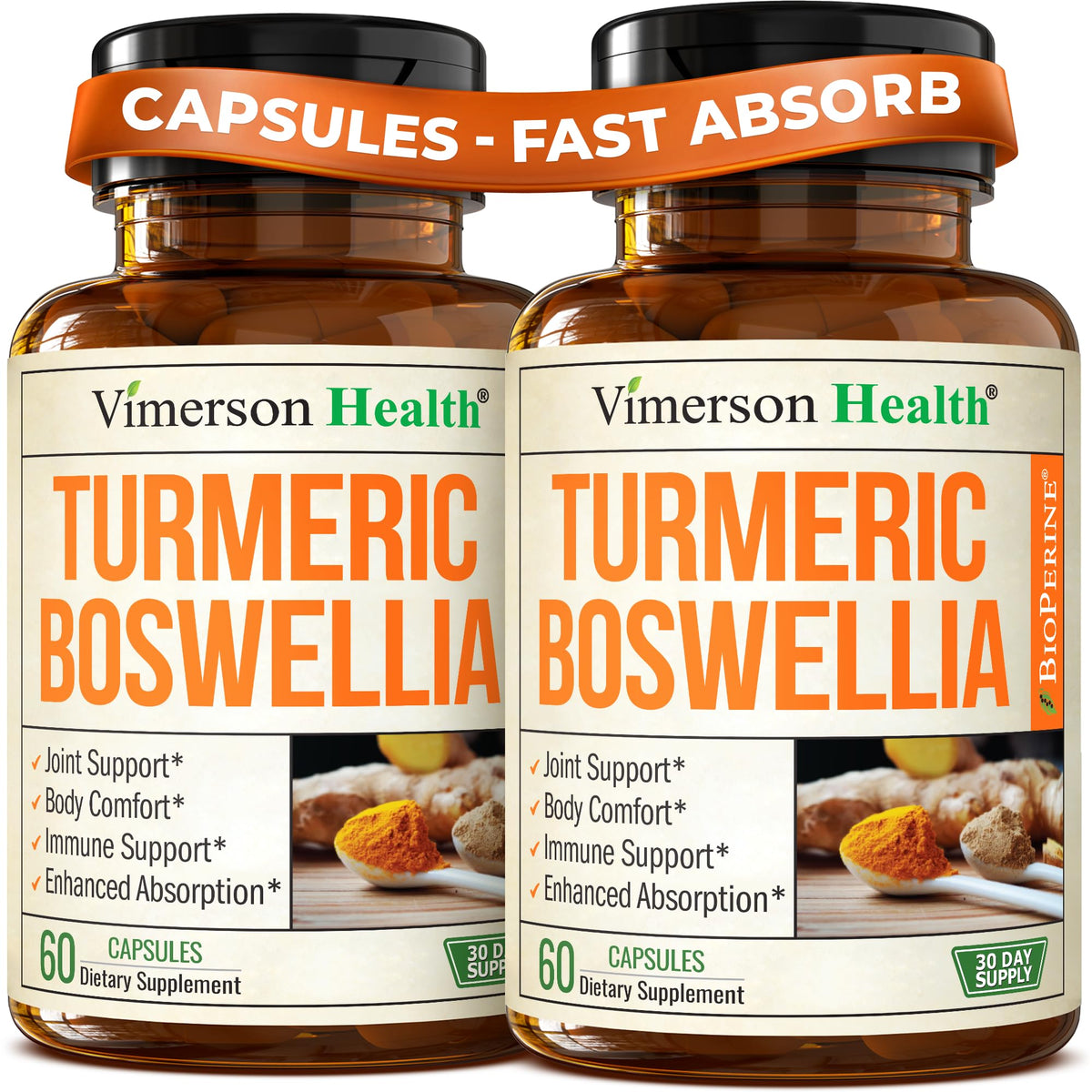 Vimerson Health turmeric-curcumin bottle for joint support.