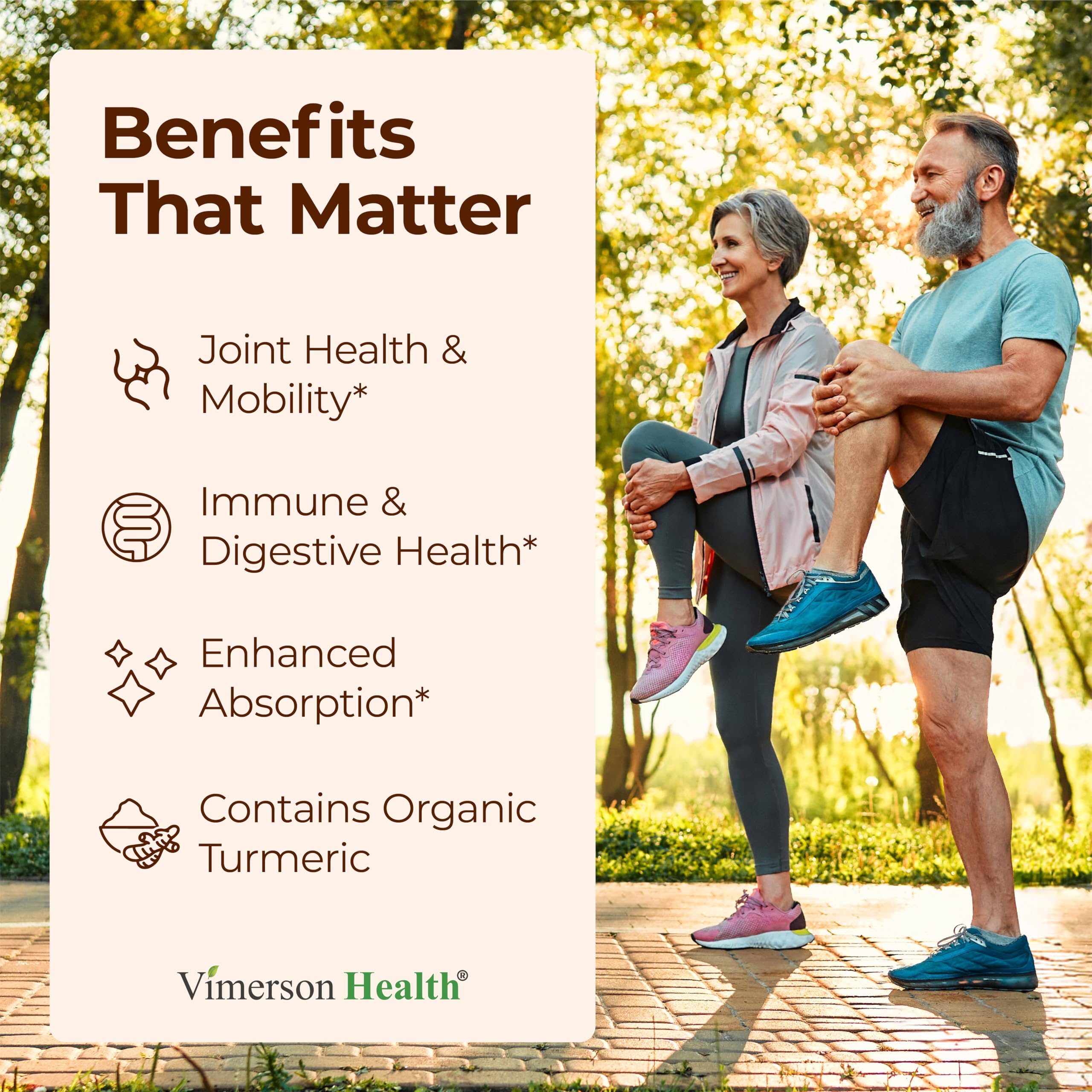 Vimerson Health Turmeric Curcumin capsules ready for daily joint support.