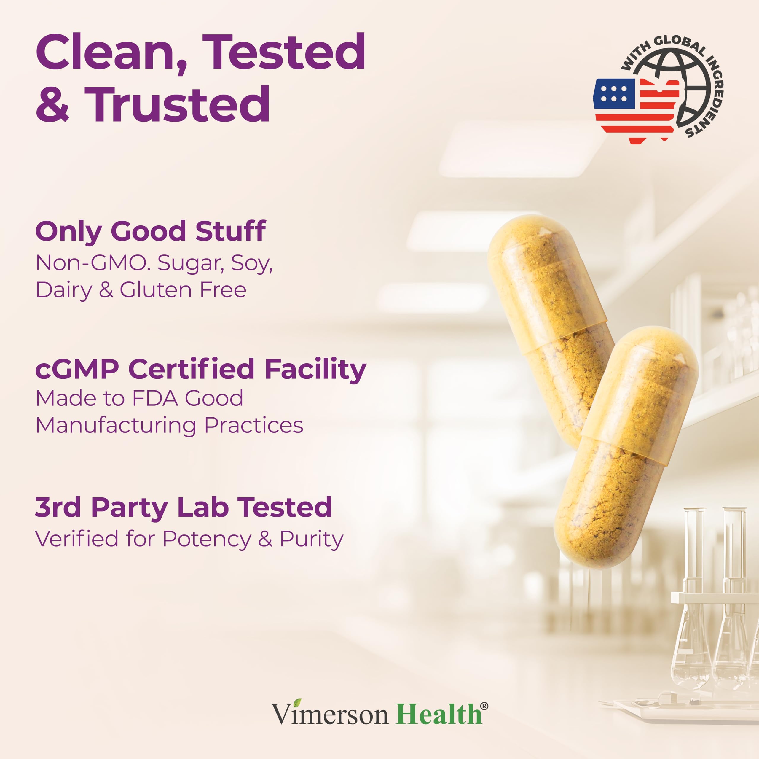 Vimerson Health turmeric-curcumin with cinnamon and cardamom capsules display for balanced wellness