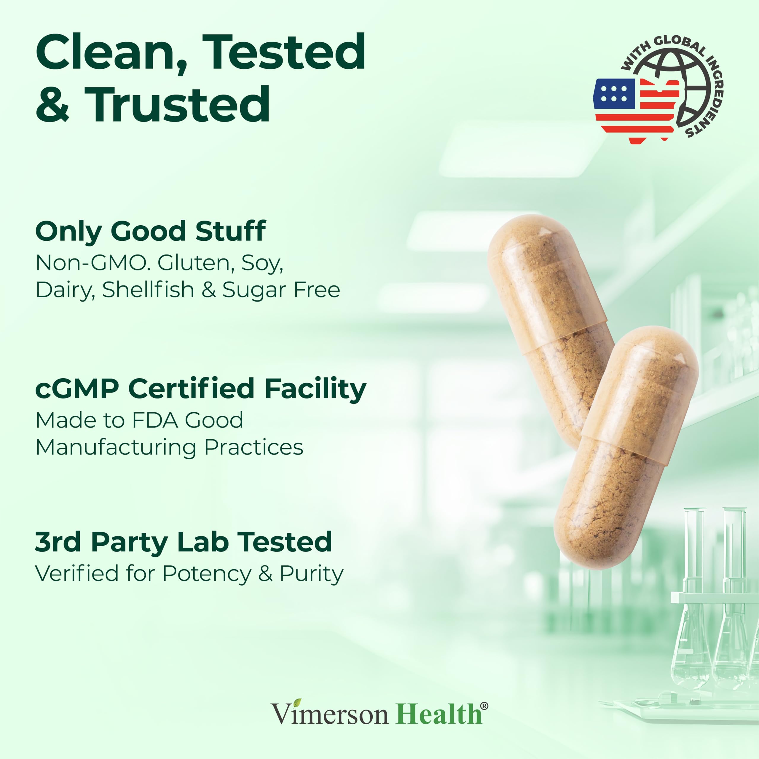 Vegan ingredients panel emphasizes glucosamine and chondroitin from plant-based sources.