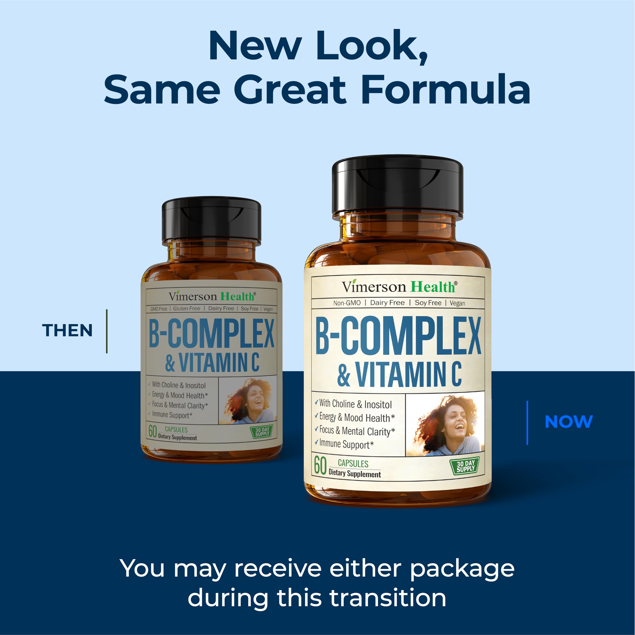 Vimerson Health Vitamin B Complex flip-top container for convenient nutrition.