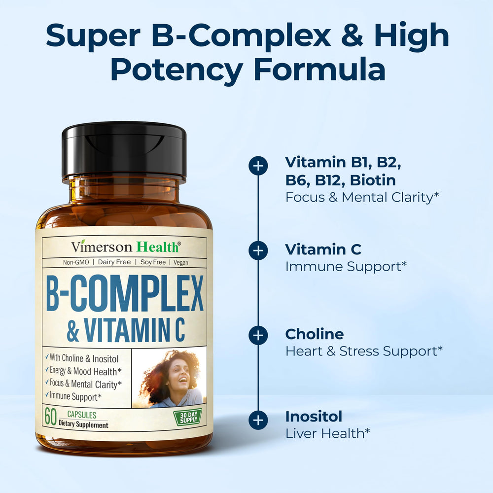 Vimerson Health Vitamin B Complex on a table used in daily routines.