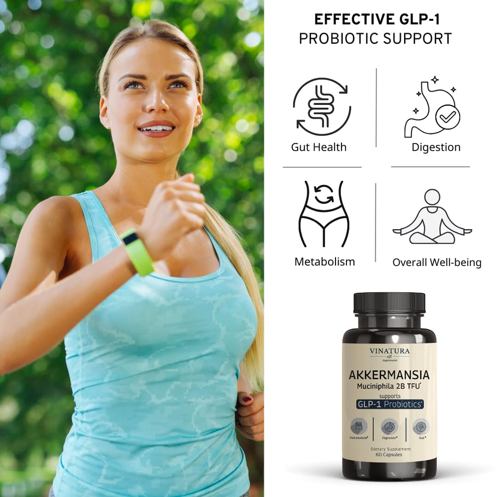 VINATURA GLP-1 probiotic display suggesting metabolic-support benefits