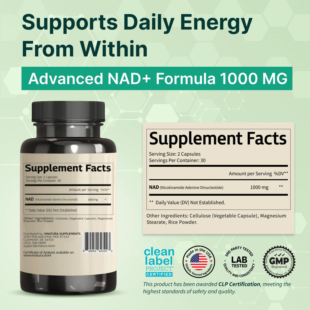 VINATURA NAD capsules pack of 60 for convenient daily dosing.