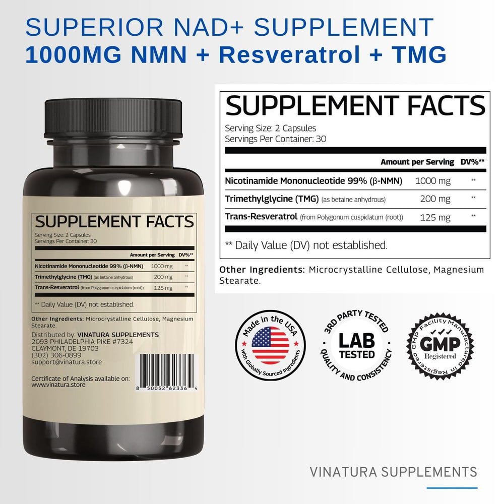 VINATURA NMN Complex capsules for everyday use and easy dosage