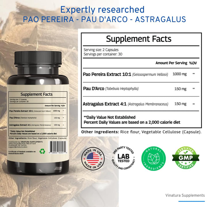Poured VINATURA capsules highlighting convenient daily use for immune support potential