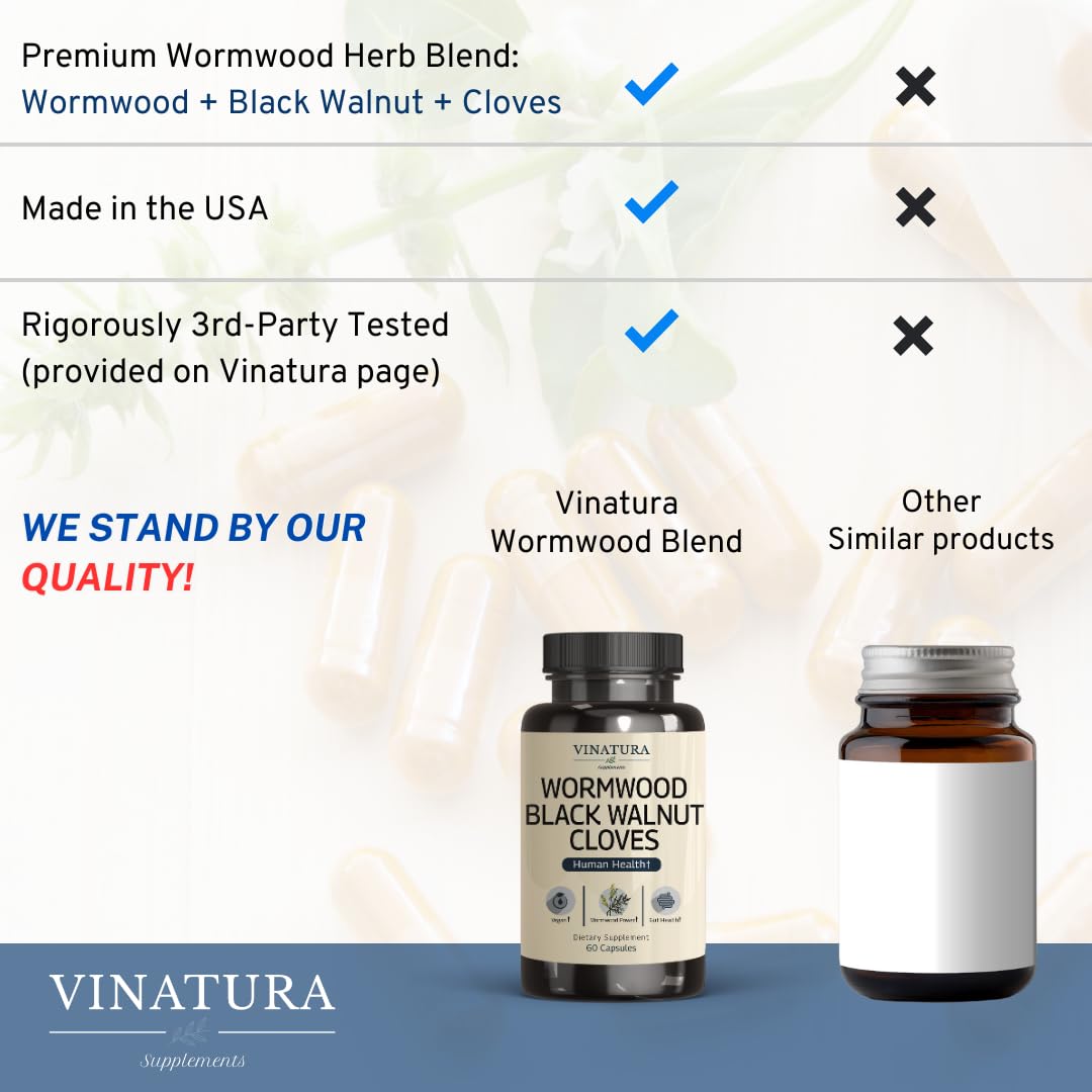 VINATURA third-party tested seal image reinforces product purity in the USA.