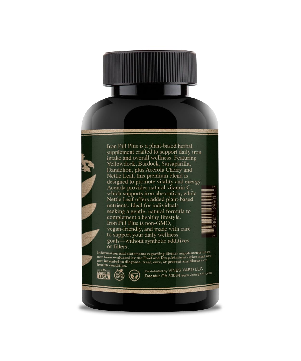 Vines Yard Iron Pill Plus ingredients: yellow dock root close-up for natural iron support