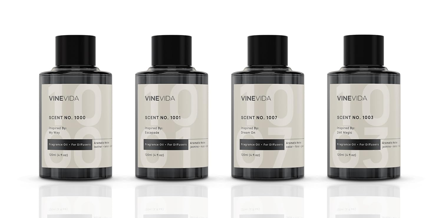VINEVIDA hotel diffuser oil No.1000 bottle boosts home ambiance with refined aroma.