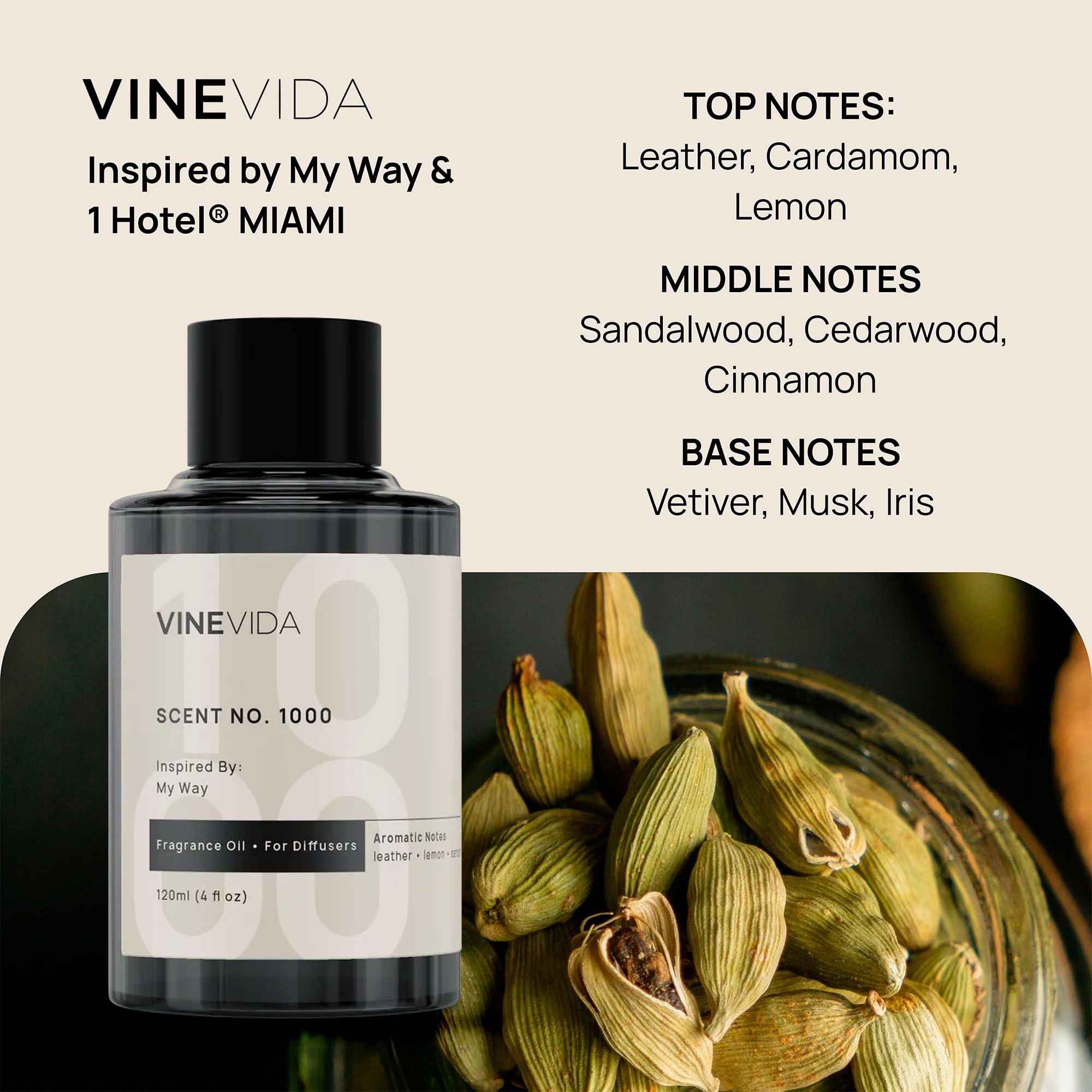 VINEVIDA hotel diffuser oil No.1001 bottle delivers long-lasting hotel-grade fragrance.