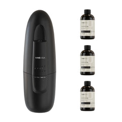 VINEVIDA waterless diffuser in black front view, compact home fragrance solution.