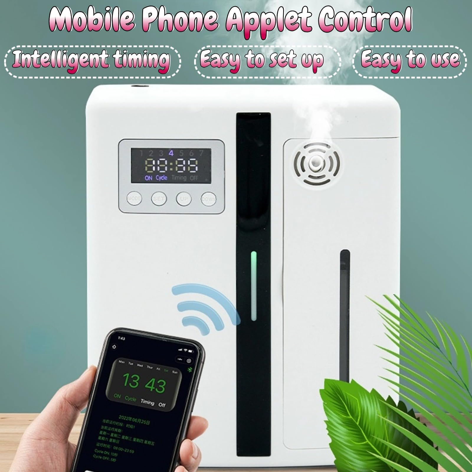 VINGVO Scent Diffuser LED display shows timing and status.