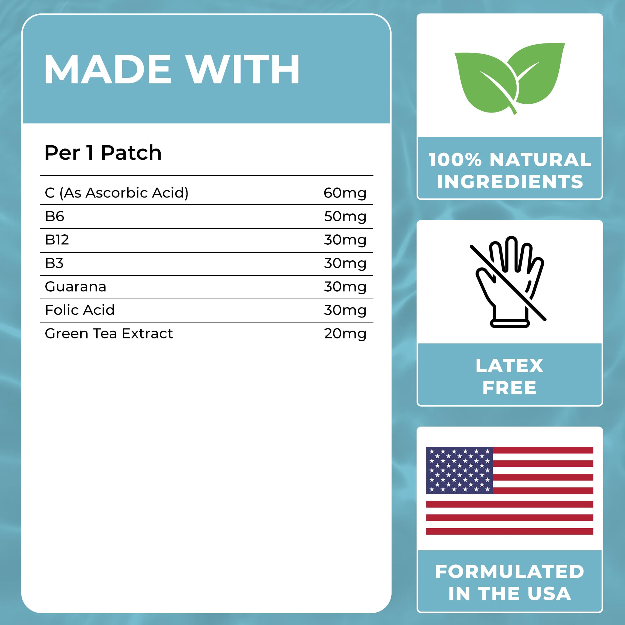 VIORY B12 patches 60-count pack highlighting natural ingredients.