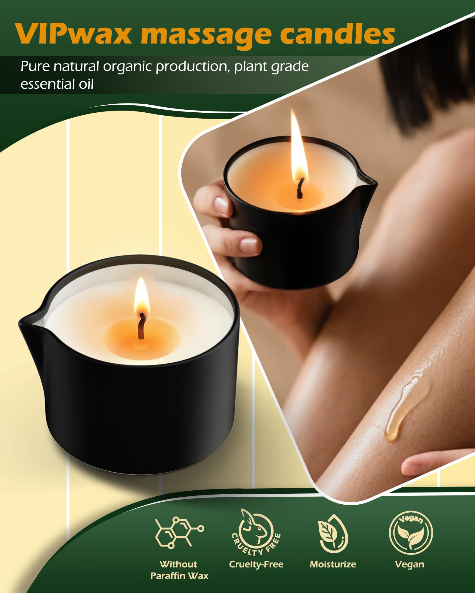 VIPwax calming aromatherapy oils create a tranquil atmosphere.