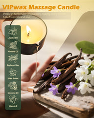 VIPwax massage candle melts into massage oil for easy application.