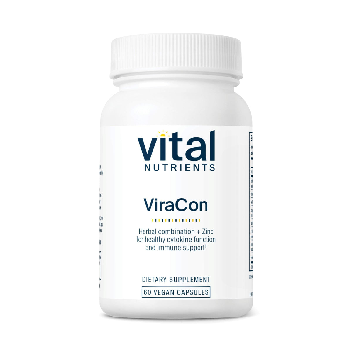 Vital Nutrients ViraCon bottle front highlighting vegan immune support formula for daily resilience.
